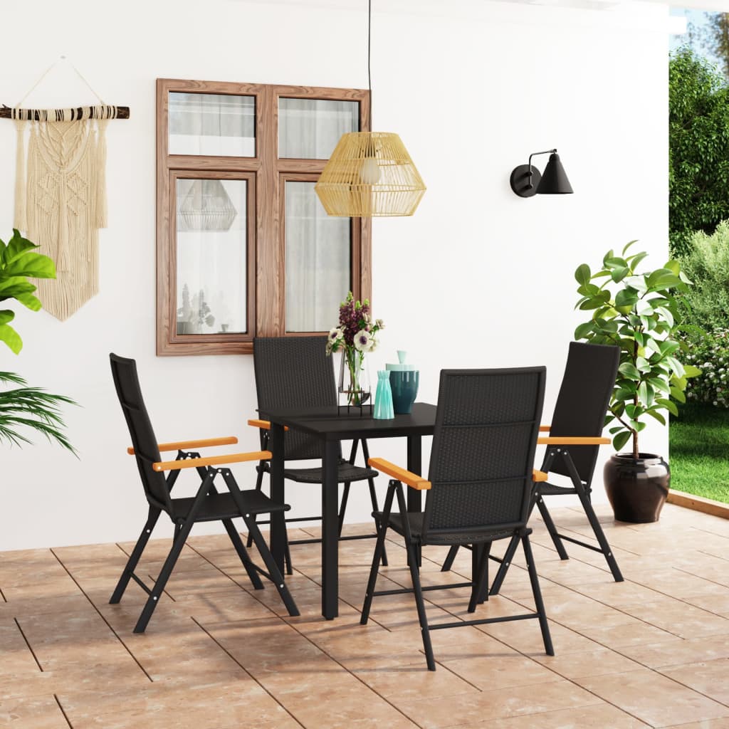 Ensemble de salle à manger de jardin 5 pcs Noir et marron