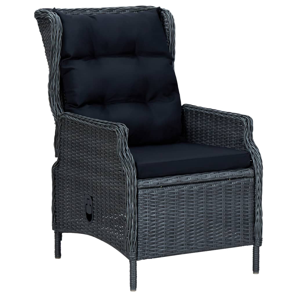 Mobilier à dîner 9 pcs avec coussins Résine tressée Gris foncé