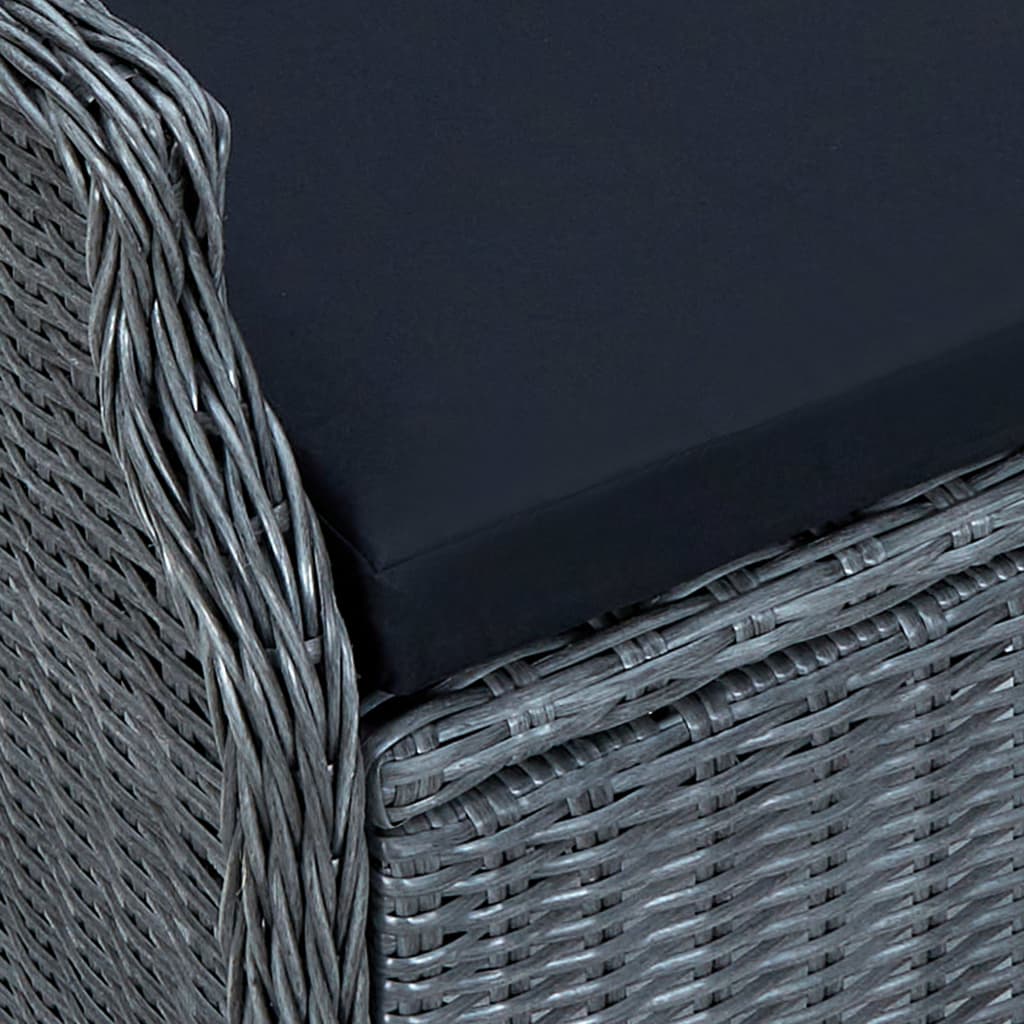 Mobilier à dîner 9 pcs avec coussins Résine tressée Gris foncé