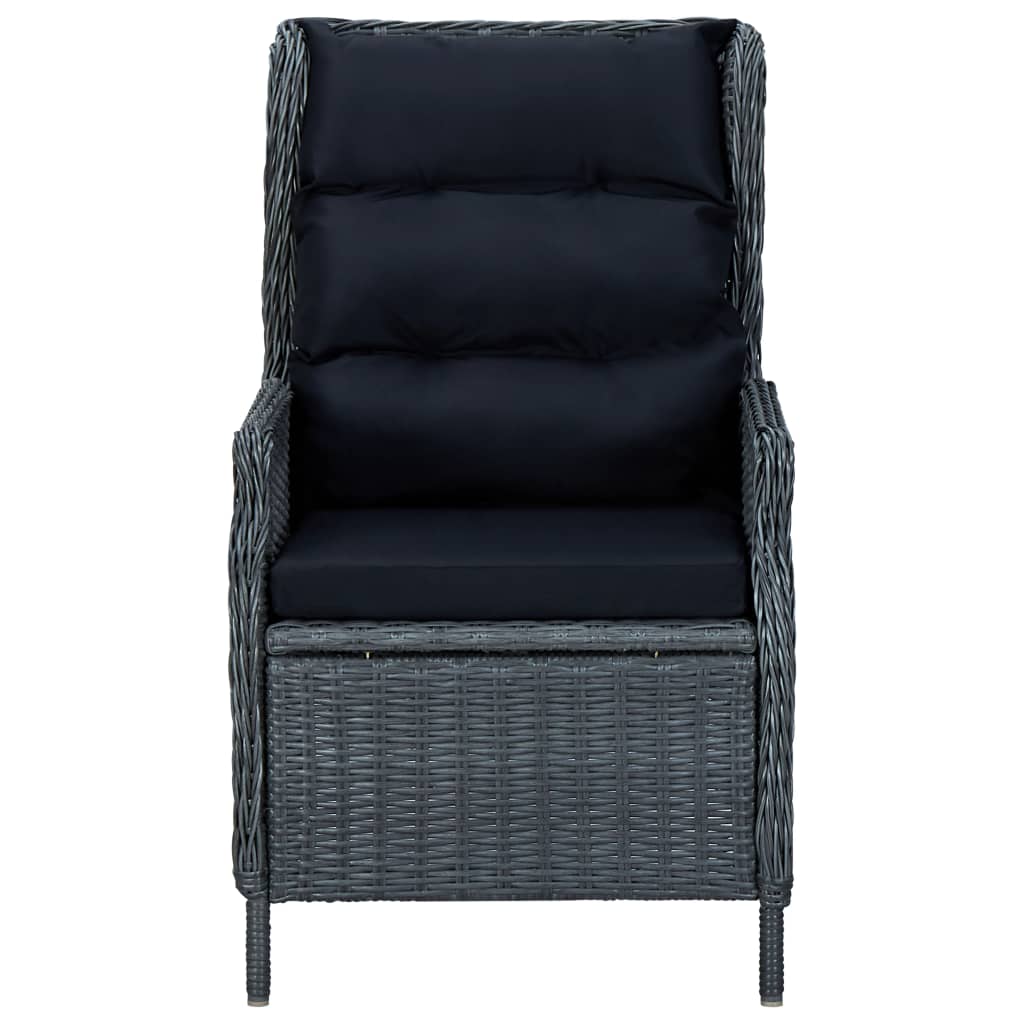 Mobilier à dîner 9 pcs avec coussins Résine tressée Gris foncé