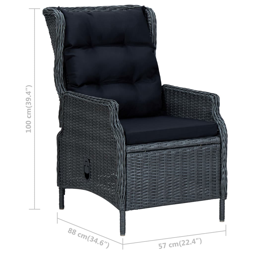 Mobilier à dîner 9 pcs avec coussins Résine tressée Gris foncé