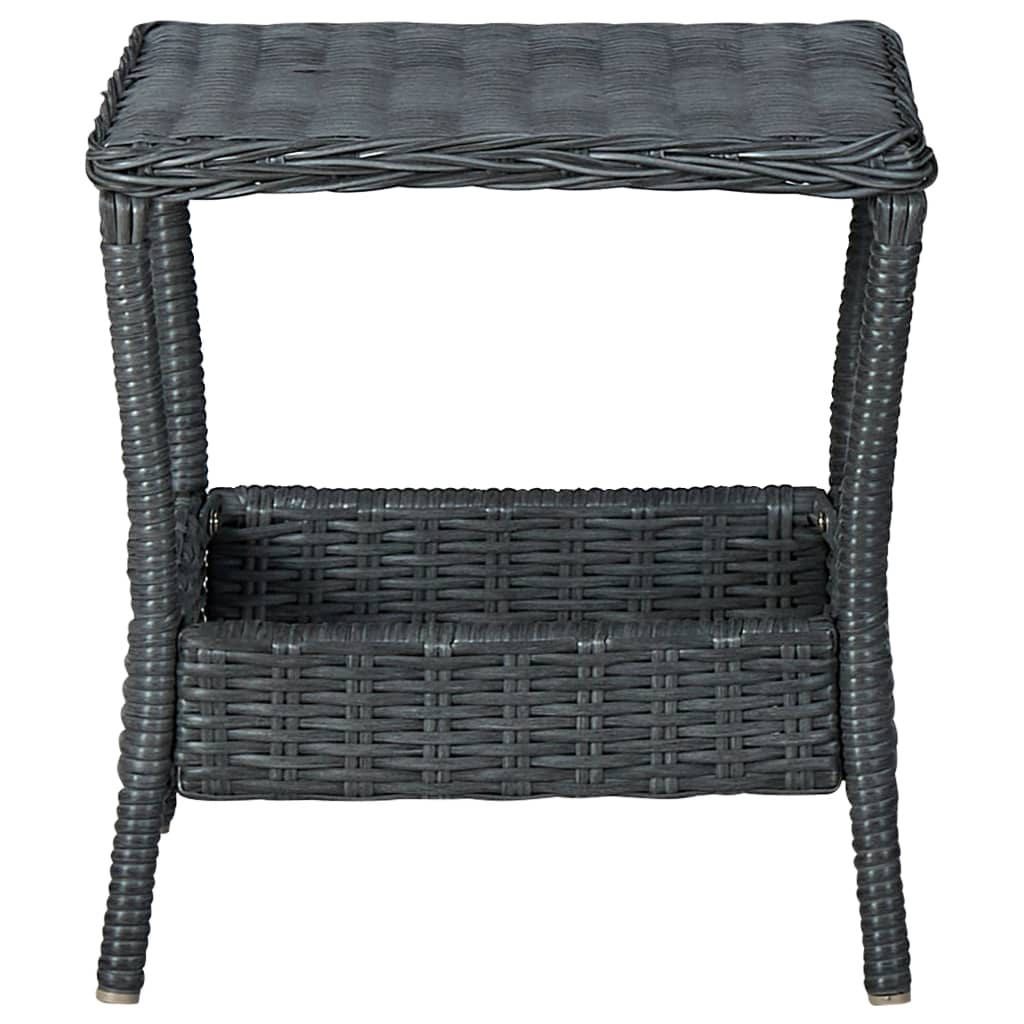 Salon de jardin 3 pcs avec coussins Résine tressée Gris foncé