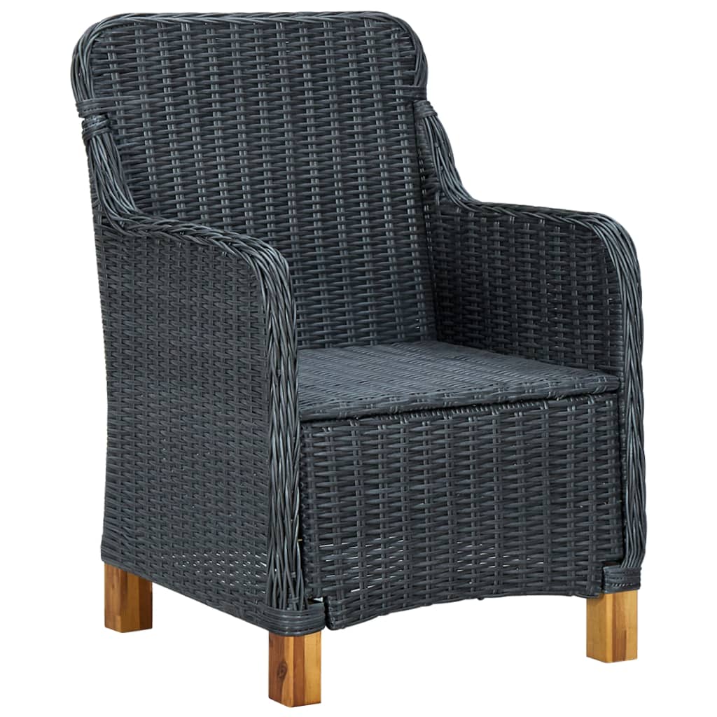 Mobilier à dîner 7 pcs avec coussins Résine tressée Gris foncé