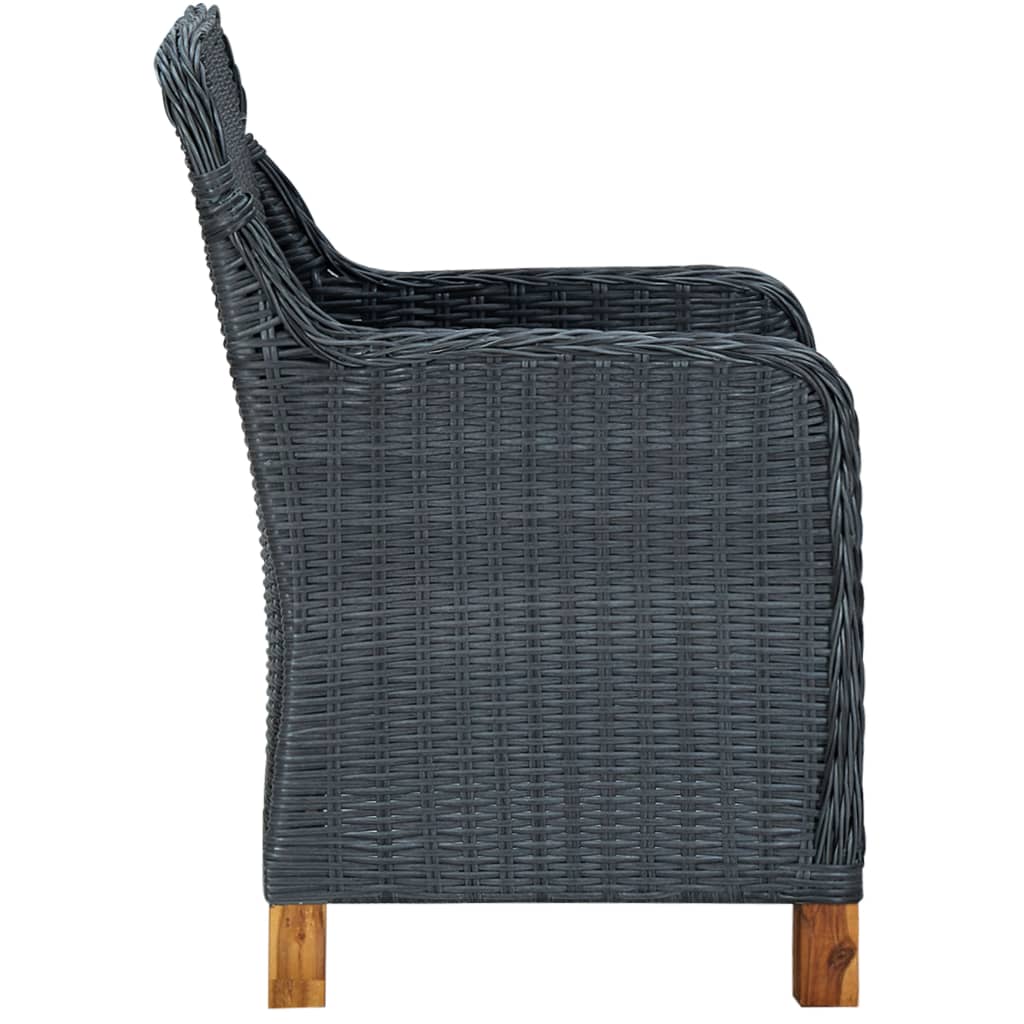 Mobilier à dîner 7 pcs avec coussins Résine tressée Gris foncé