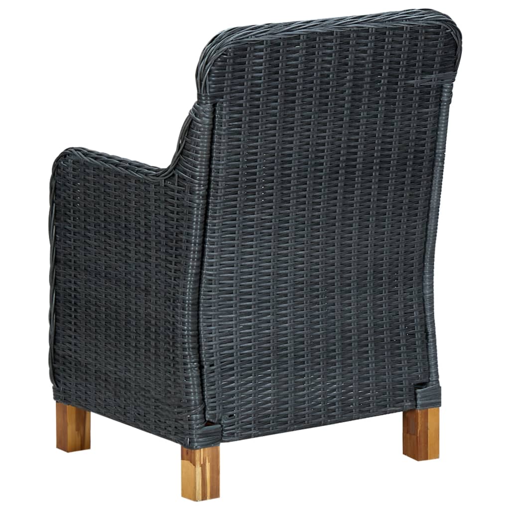 Mobilier à dîner 7 pcs avec coussins Résine tressée Gris foncé
