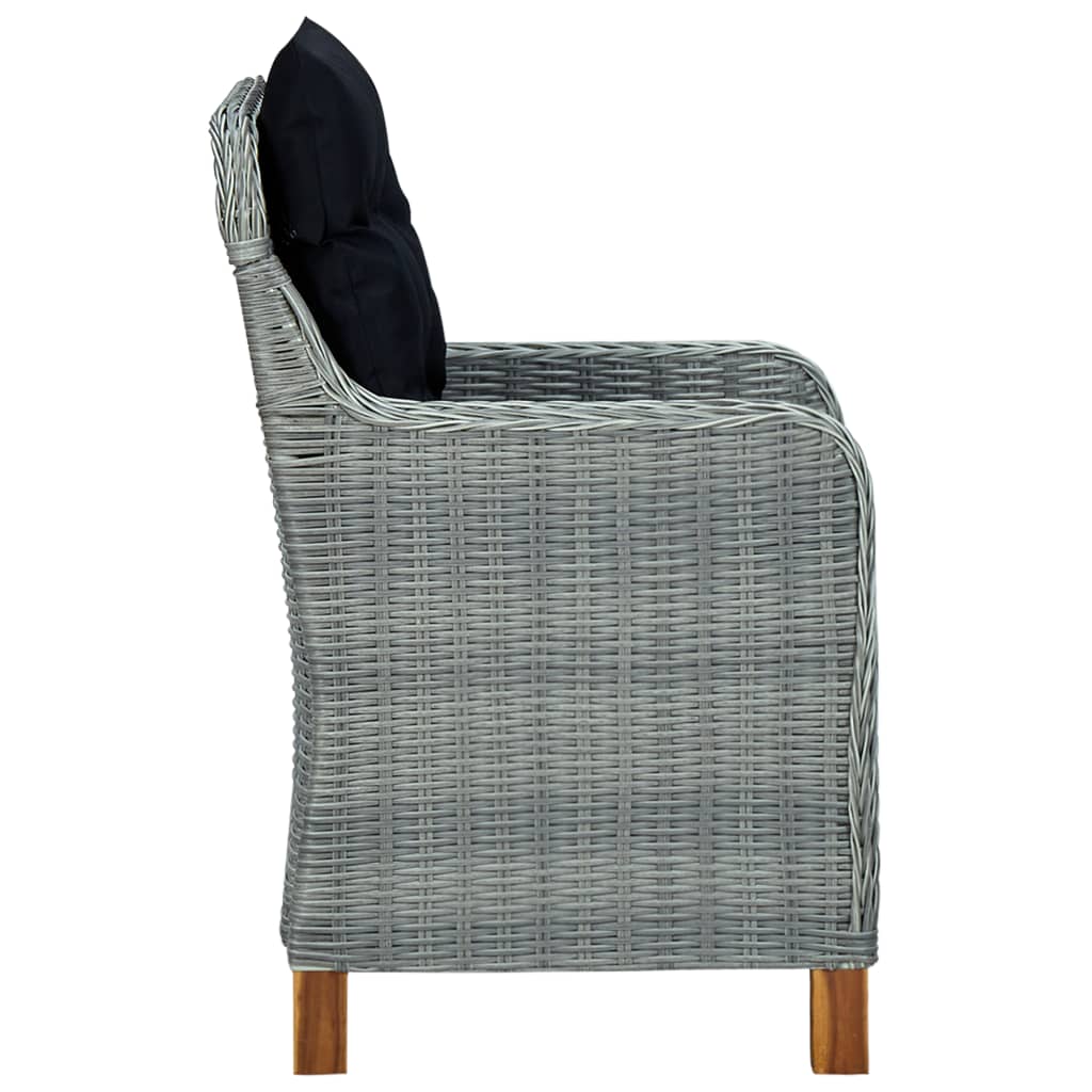 Mobilier à dîner 7 pcs avec coussins Résine tressée Gris clair