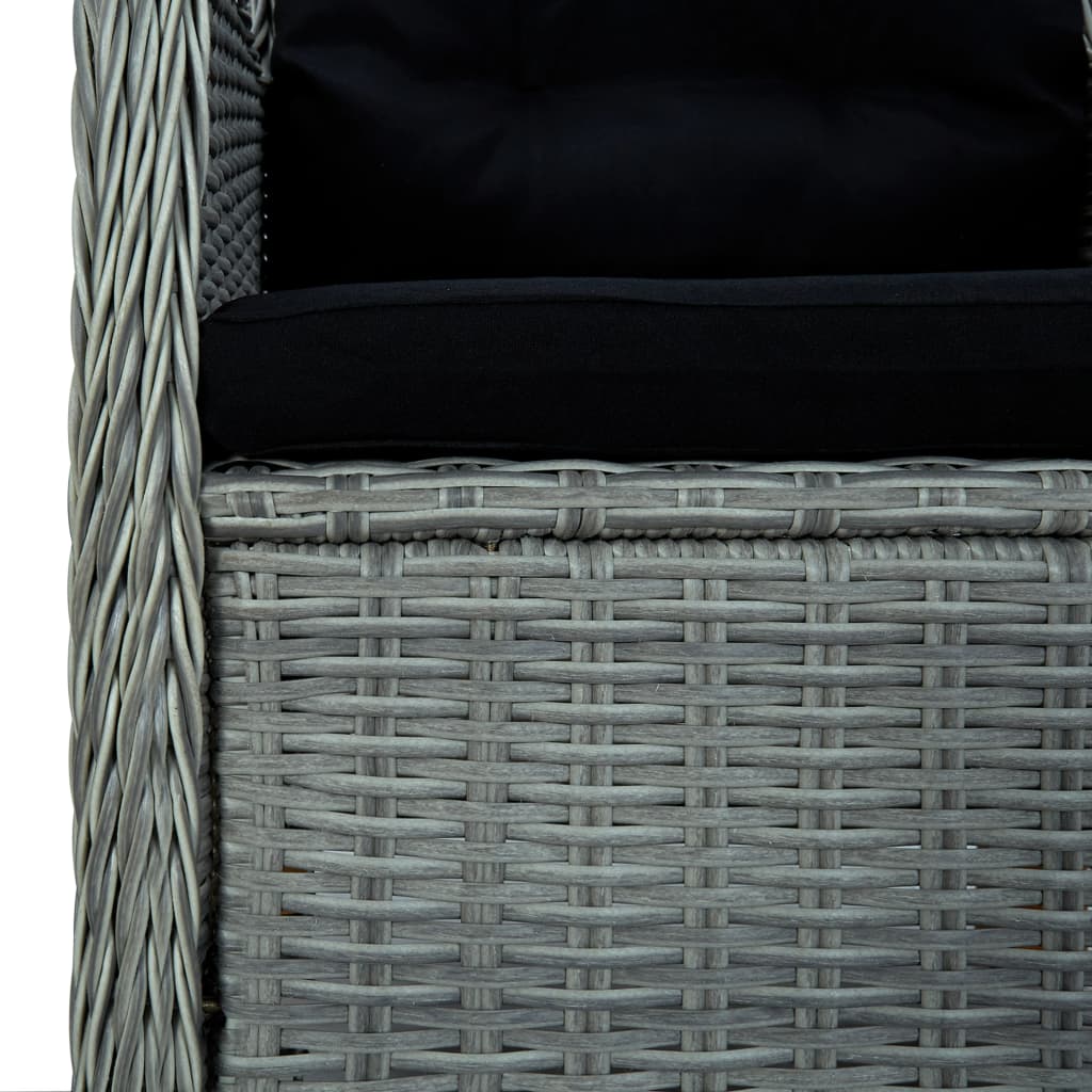 Mobilier à dîner 7 pcs avec coussins Résine tressée Gris clair