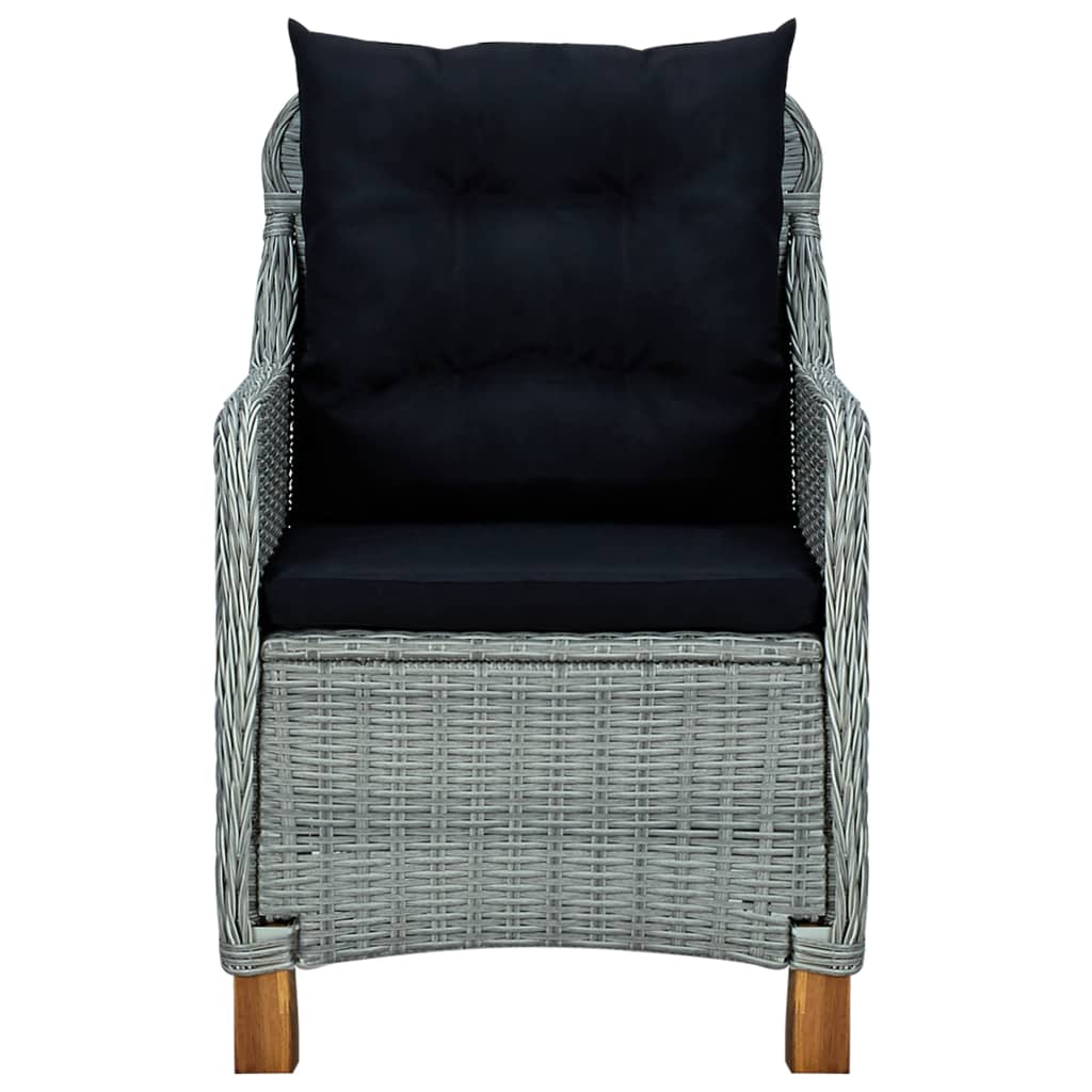 Mobilier à dîner 9 pcs avec coussins Résine tressée Gris clair