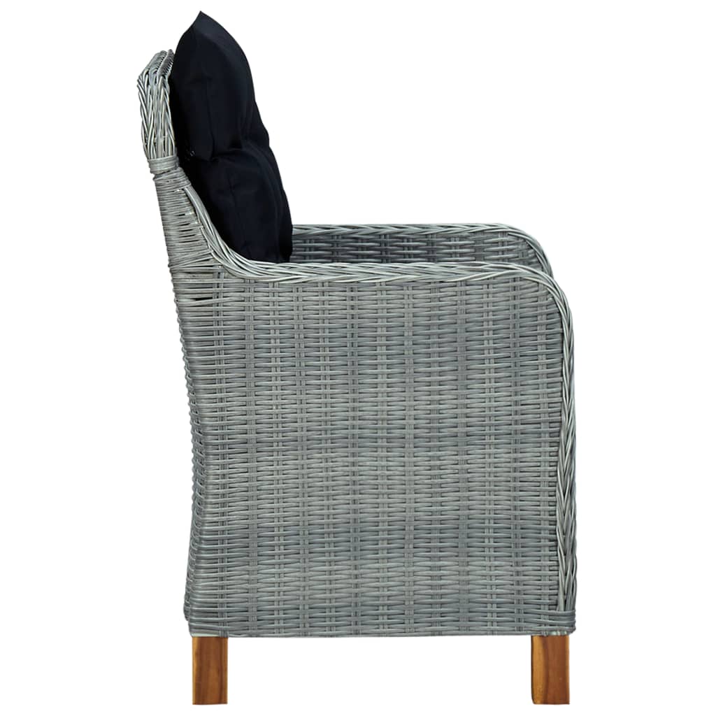 Mobilier à dîner 9 pcs avec coussins Résine tressée Gris clair