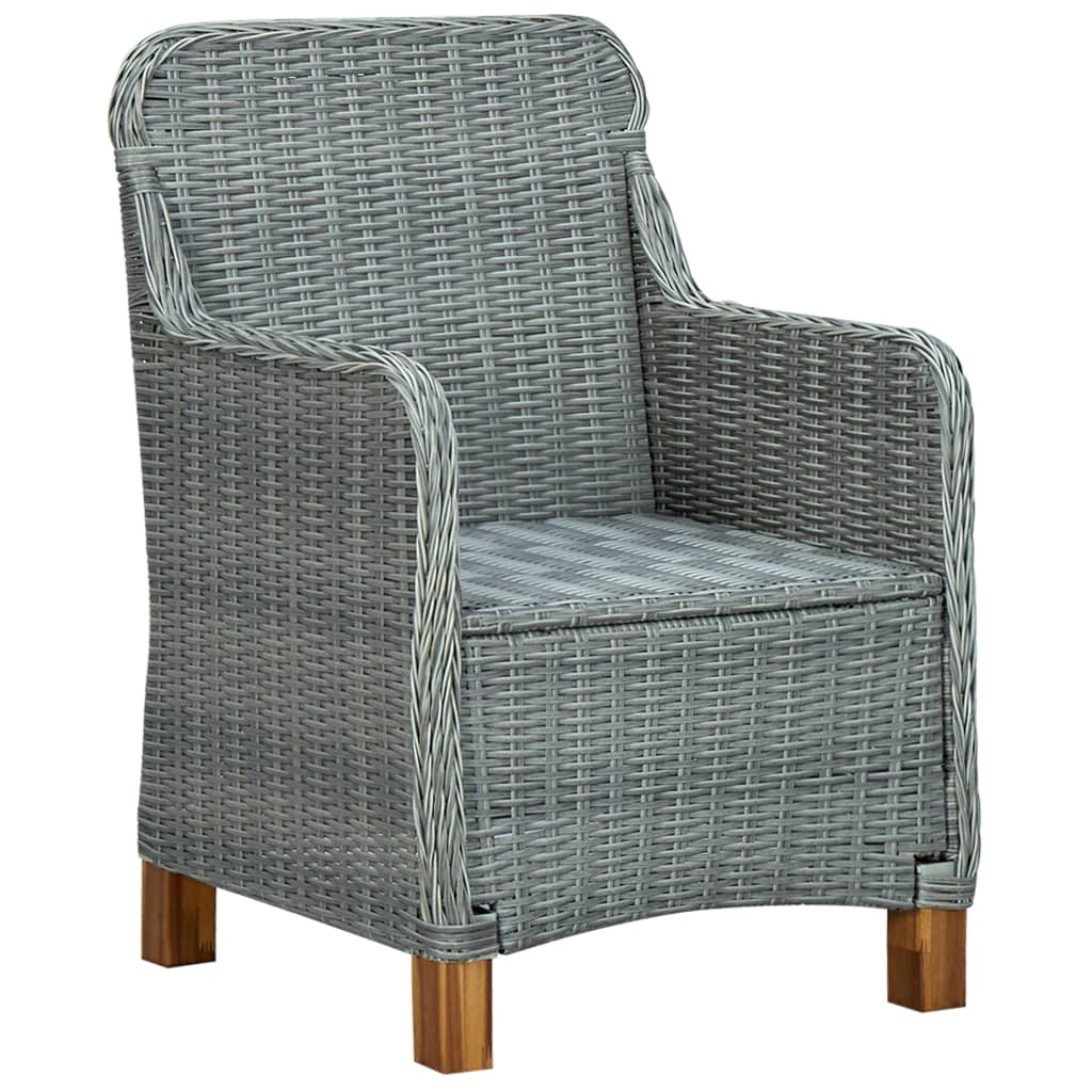 Mobilier à dîner 9 pcs avec coussins Résine tressée Gris clair