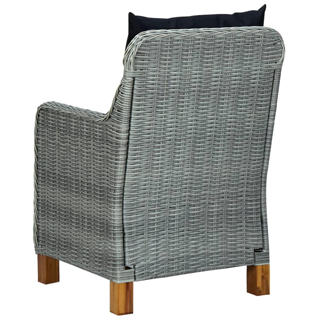 Mobilier à dîner 9 pcs avec coussins Résine tressée Gris clair