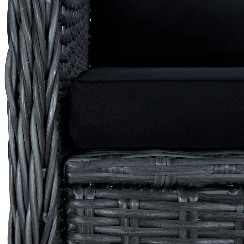 Salon de jardin 3 pcs avec coussins Résine tressée Gris foncé