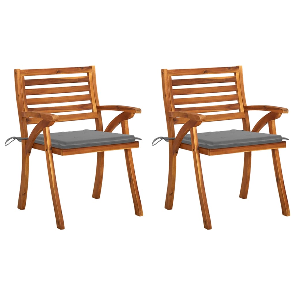 Chaises à dîner de jardin avec coussins 2 pcs Acacia massif