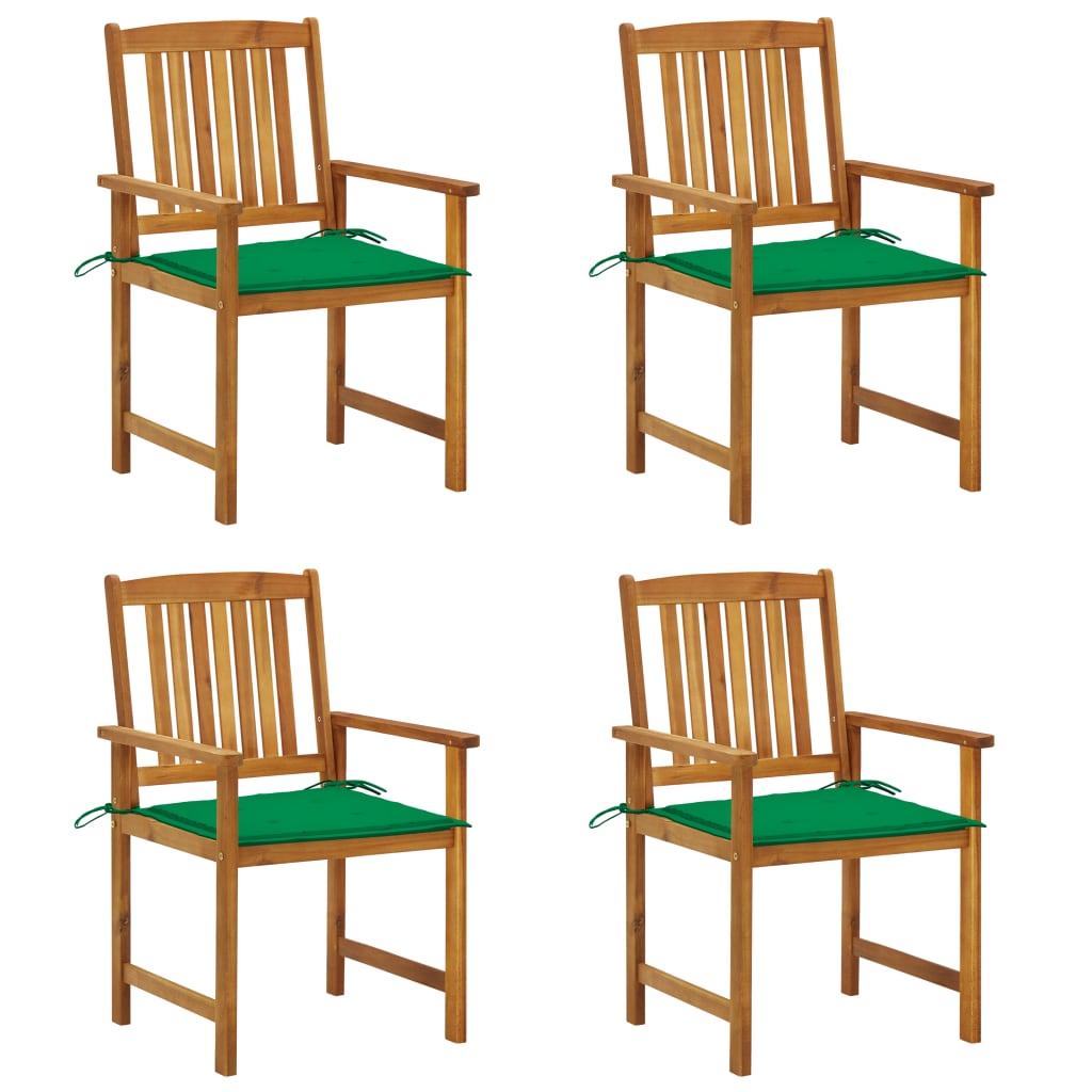 Chaises de jardin avec coussins 4 pcs Bois d'acacia massif