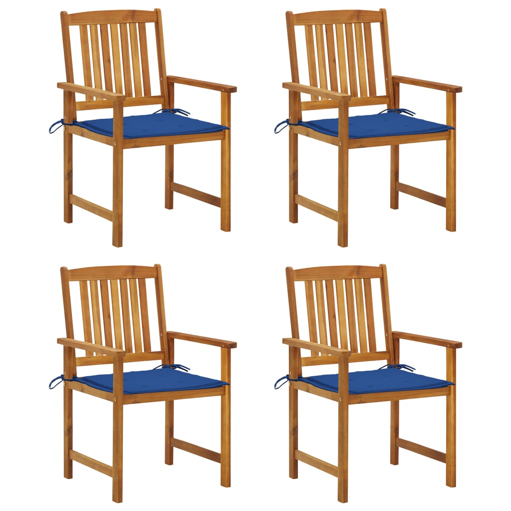 Chaises de jardin avec coussins 4 pcs Bois d'acacia massif