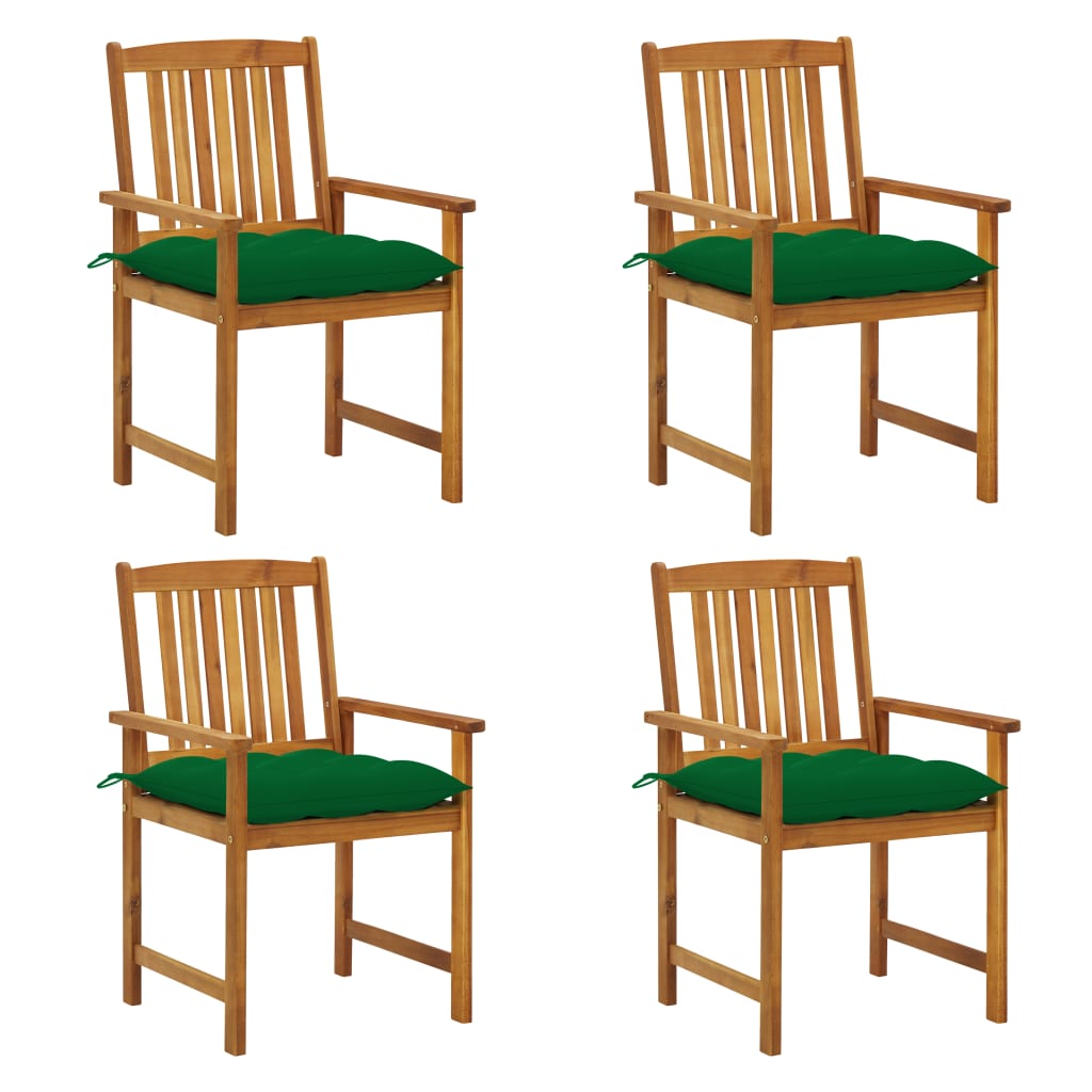 Chaises de jardin avec coussins 4 pcs Bois d'acacia massif