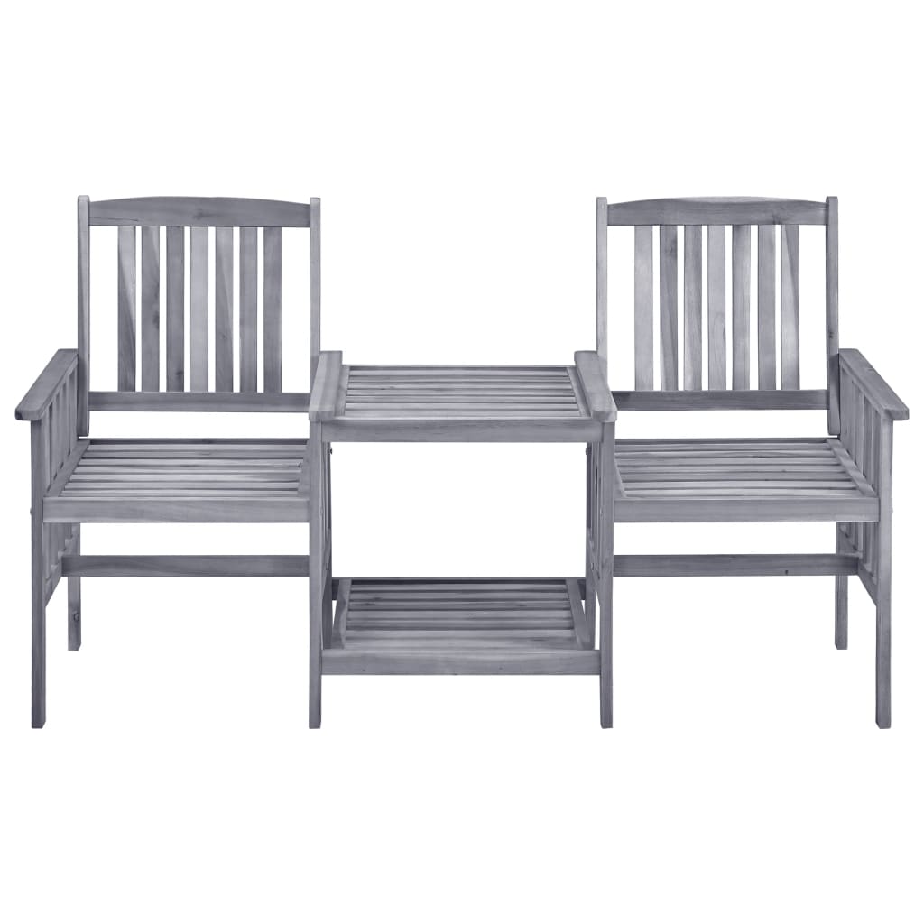 Chaises de jardin avec table à thé et coussins Acacia solide