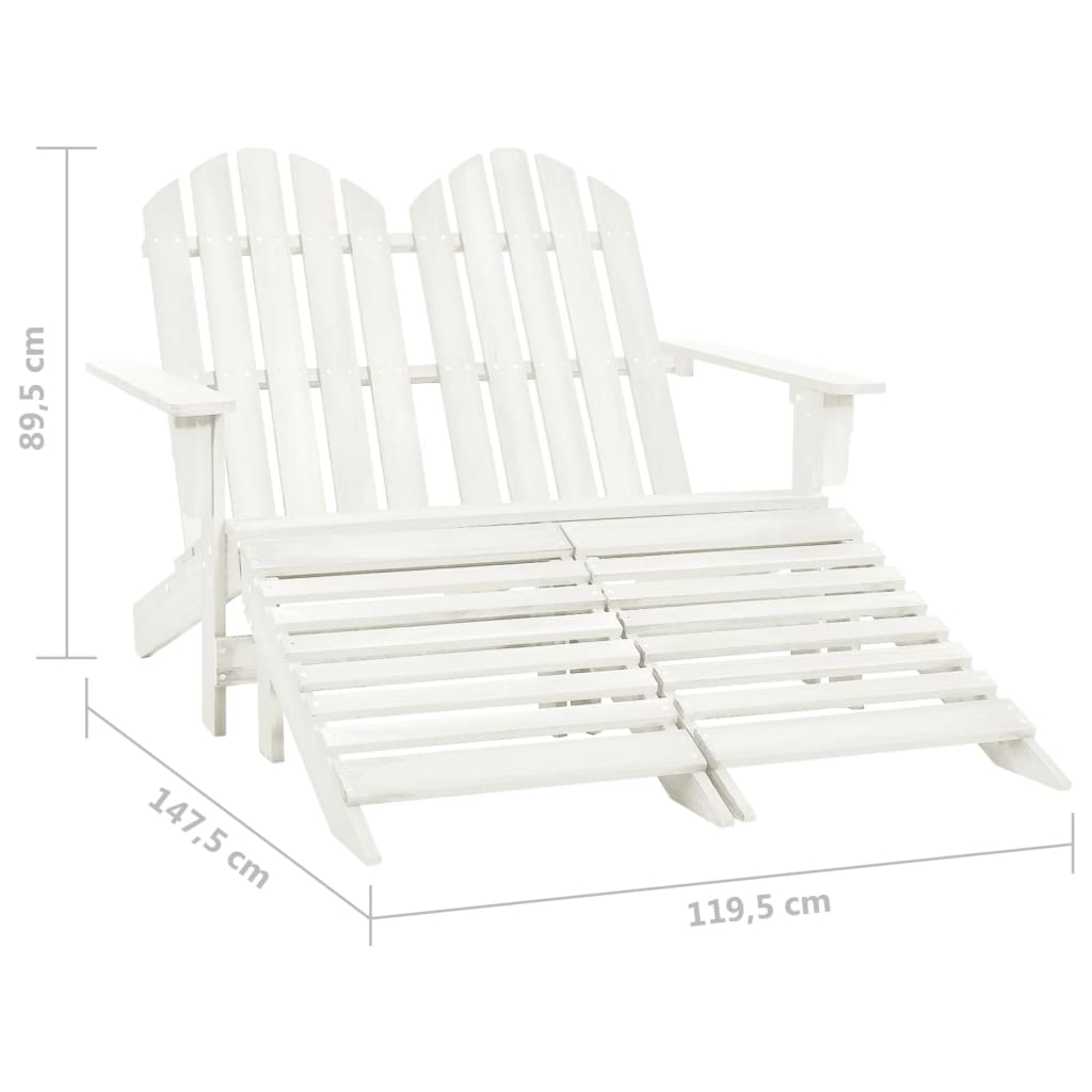 Chaise de jardin Adirondack 2 places et repose-pied Sapin Blanc