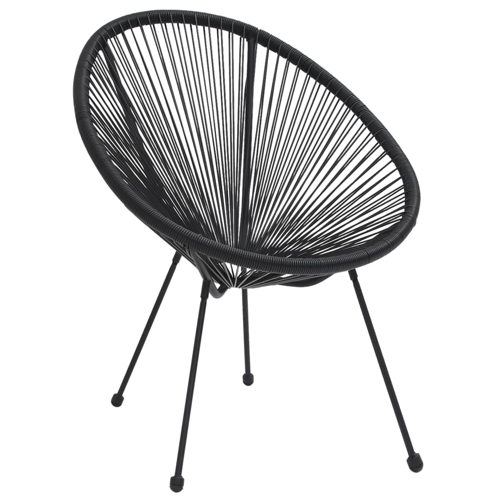 Ensemble à dîner d'extérieur 5 pcs Rotin PVC Noir