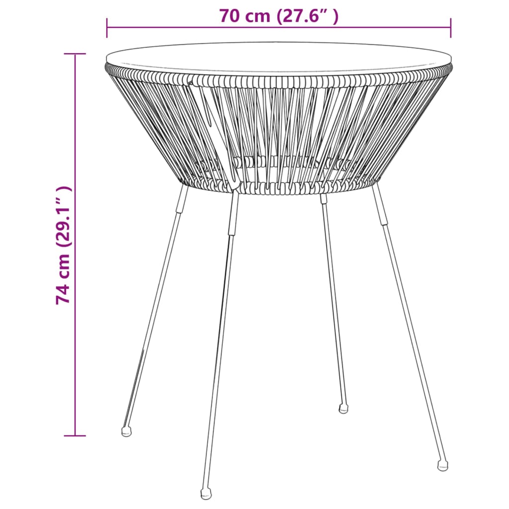 Ensemble à dîner d'extérieur 5 pcs Rotin PVC Noir