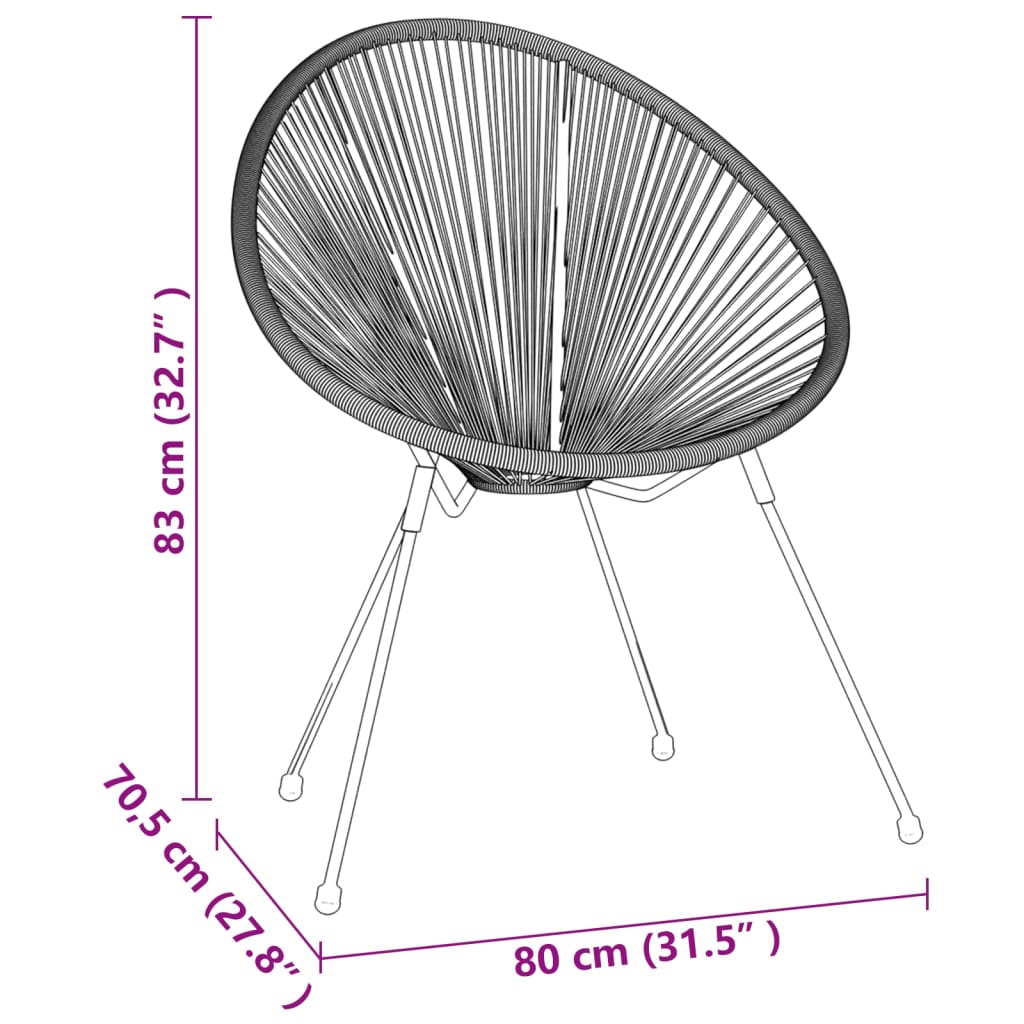 Ensemble à dîner d'extérieur 5 pcs Rotin PVC Noir