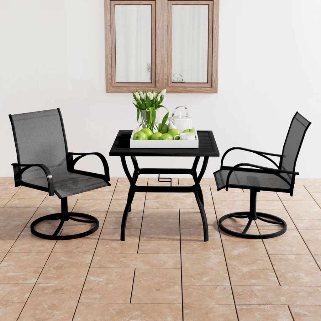 Ensemble de salle à manger de jardin 3 pcs Textilène et acier