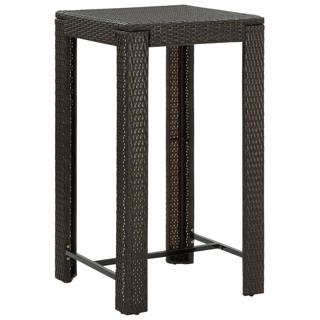 Meuble de bar de jardin 3 pcs et coussins Résine tressée Marron