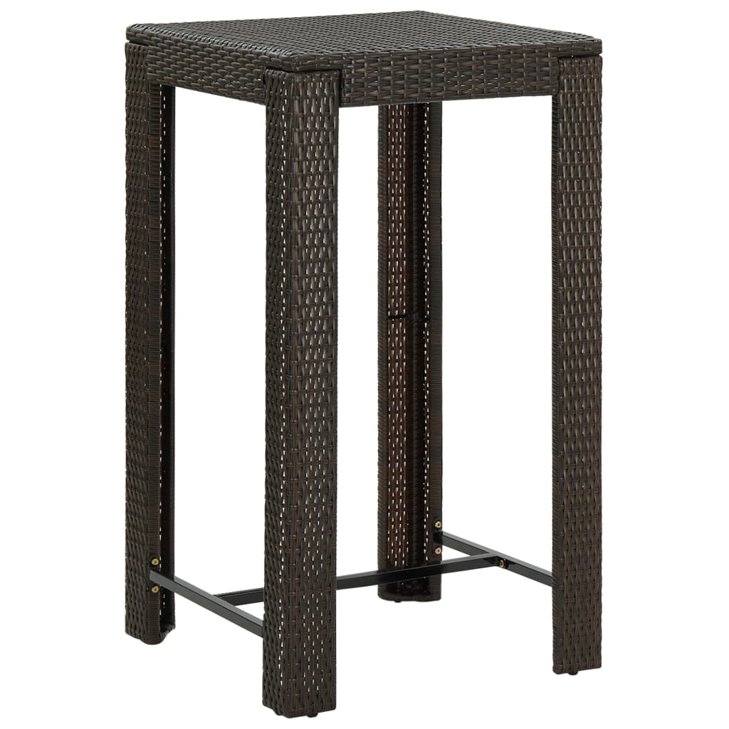 Meuble de bar de jardin 5 pcs et coussins Résine tressée Marron