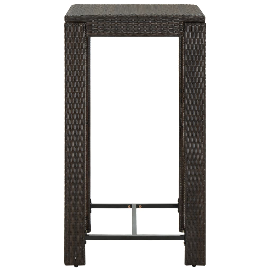 Meuble de bar de jardin 5 pcs et coussins Résine tressée Marron