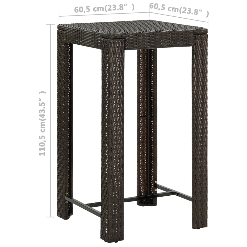 Meuble de bar de jardin 5 pcs et coussins Résine tressée Marron