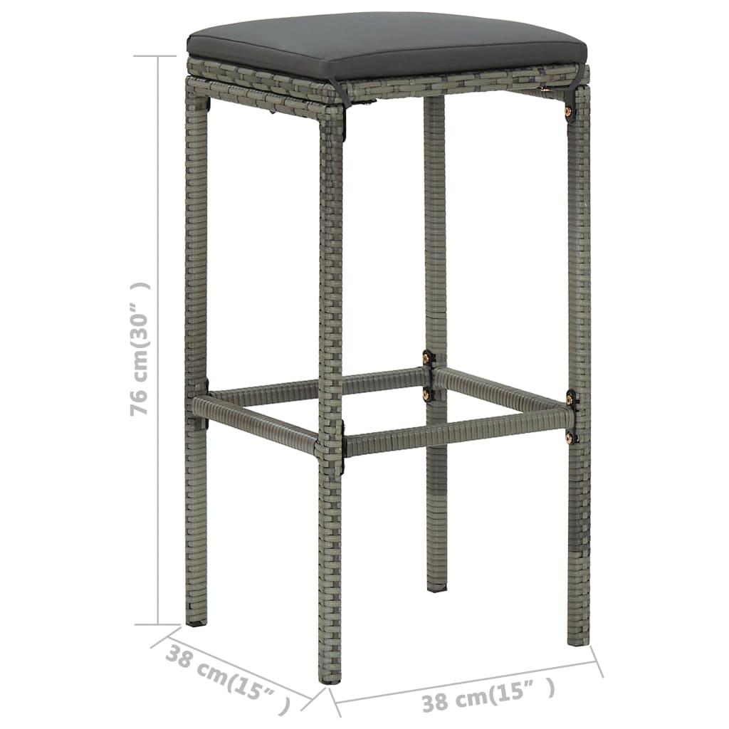 Ensemble de bar de jardin 9 pcs et coussins Résine tressée Gris