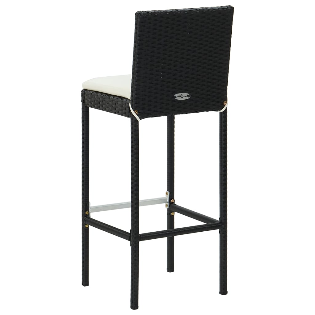 Ensemble de bar de jardin 7 pcs et coussins Résine tressée Noir