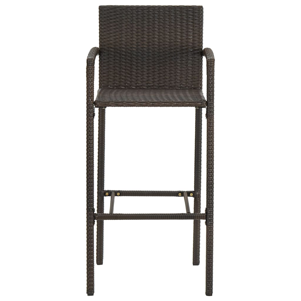 Jeu de bar de jardin 5pcs avec accoudoirs Résine tressée Marron