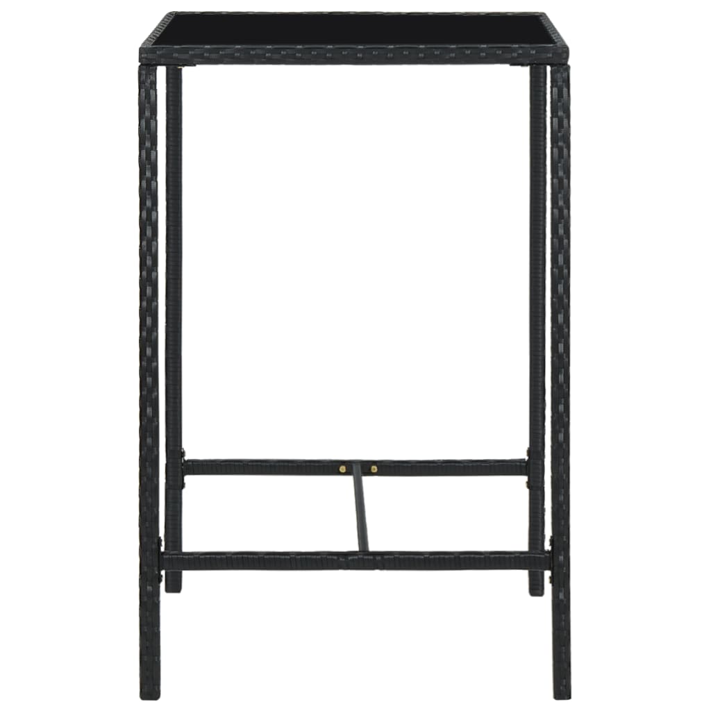 Ensemble de bar de jardin 3 pcs et coussins Résine tressée Noir