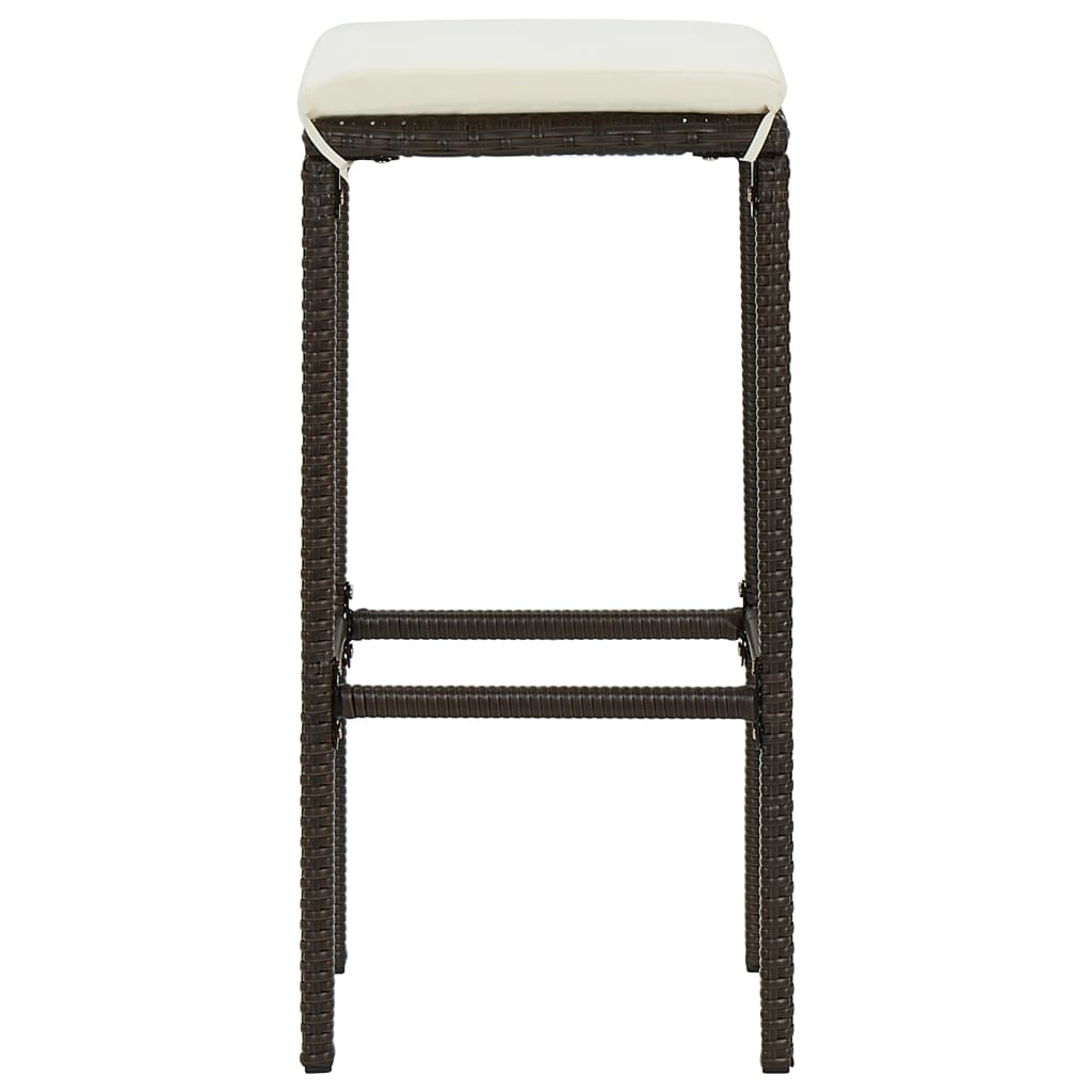 Meuble de bar de jardin 5 pcs et coussins Résine tressée Marron