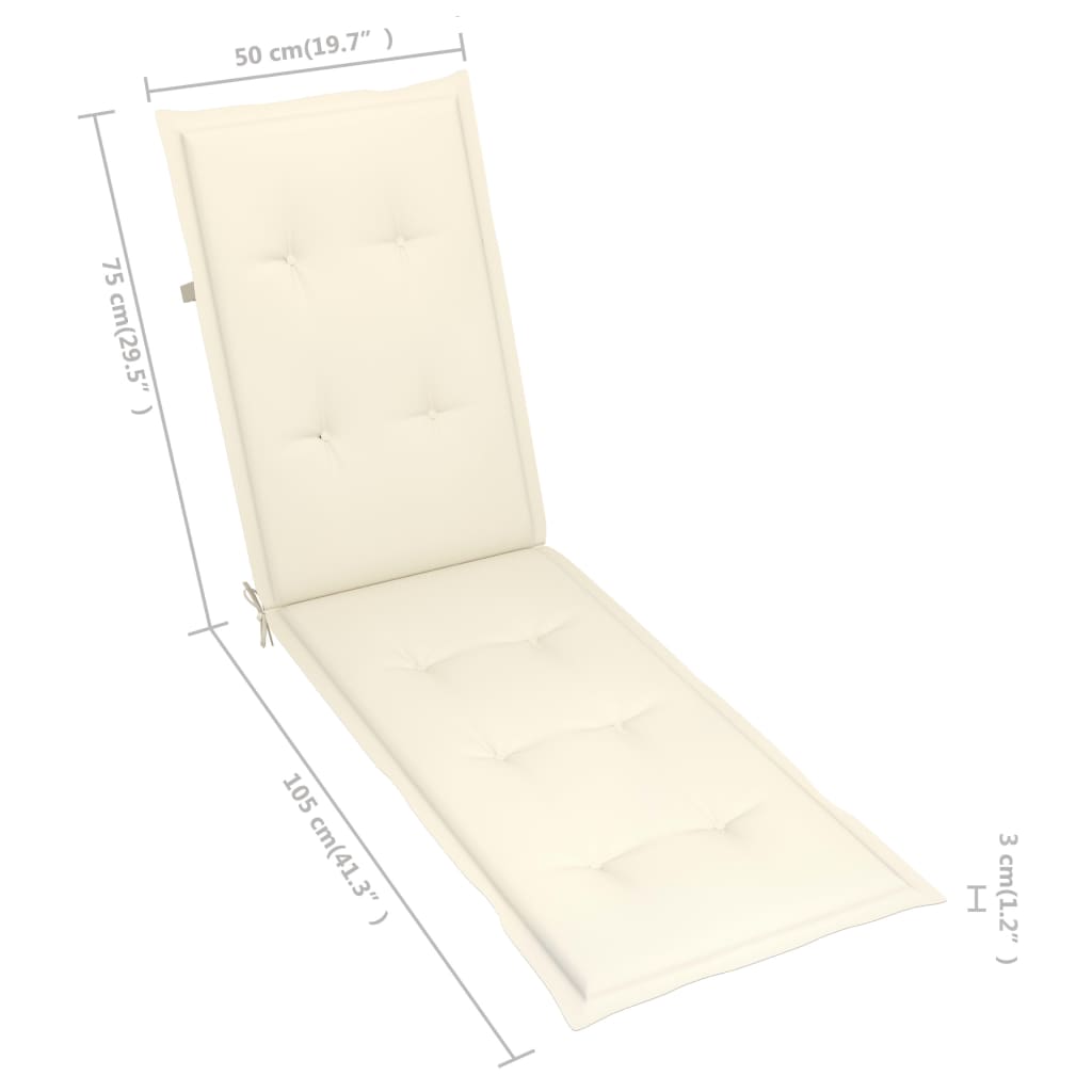 Chaise de terrasse avec repose-pied et coussin Acacia solide