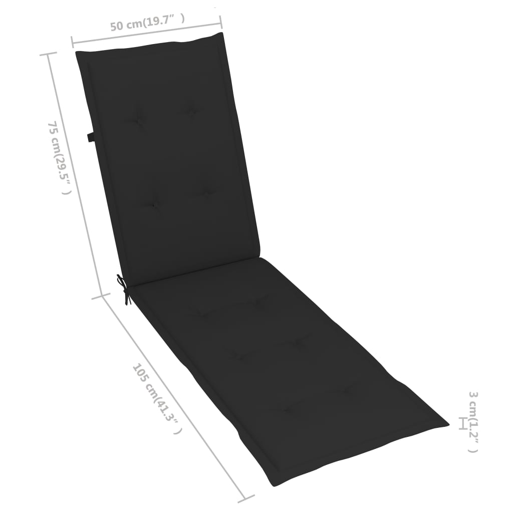 Chaise de terrasse avec repose-pied et coussin Acacia solide