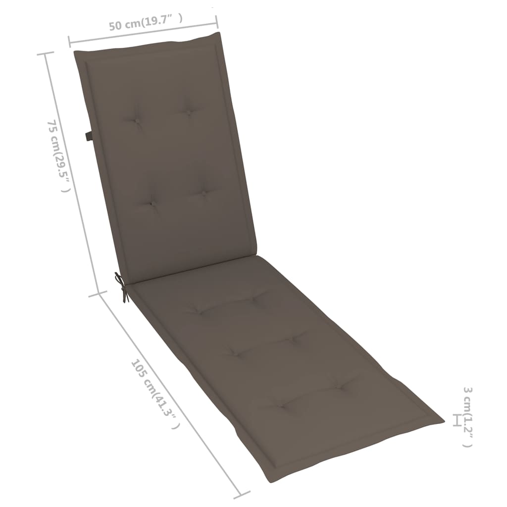 Chaise de terrasse avec repose-pied et coussin Acacia solide