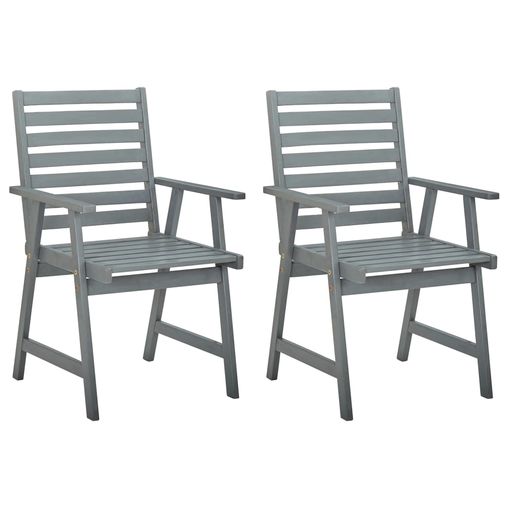 Chaises à dîner d'extérieur 2 pcs avec coussins Acacia massif