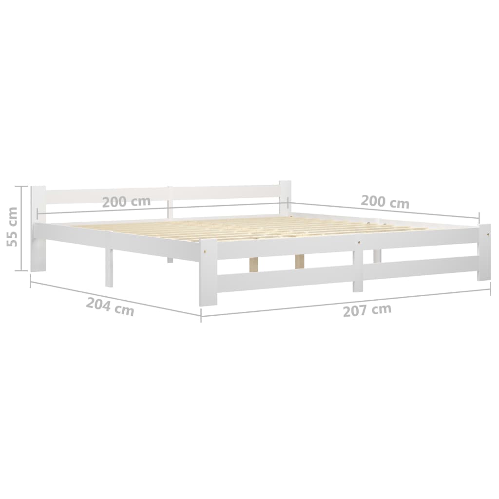 Cadre de lit Blanc Bois de pin massif 200x200 cm