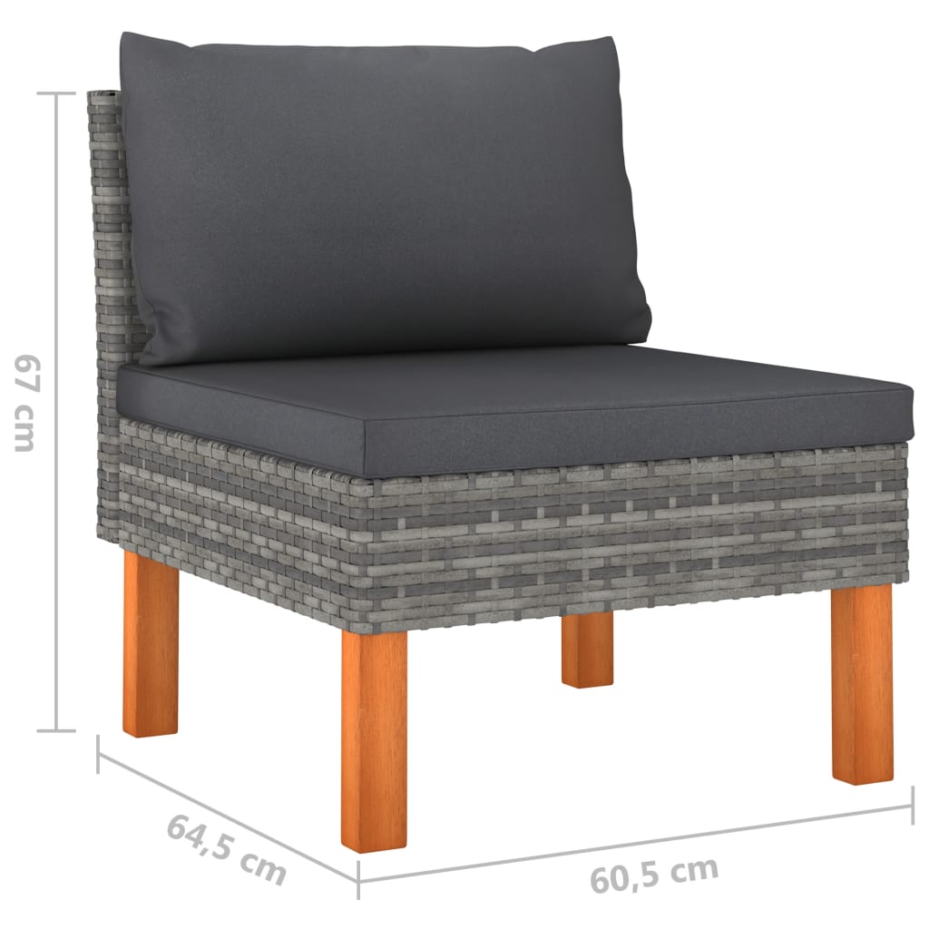 Canapé de jardin à 4 places avec coussins Gris Résine tressée