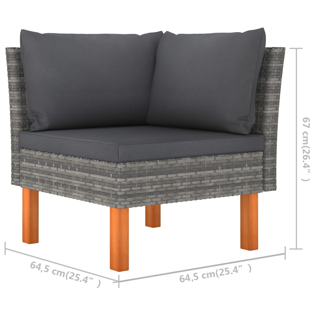 Salon de jardin 4 pcs avec coussins Résine tressée Gris