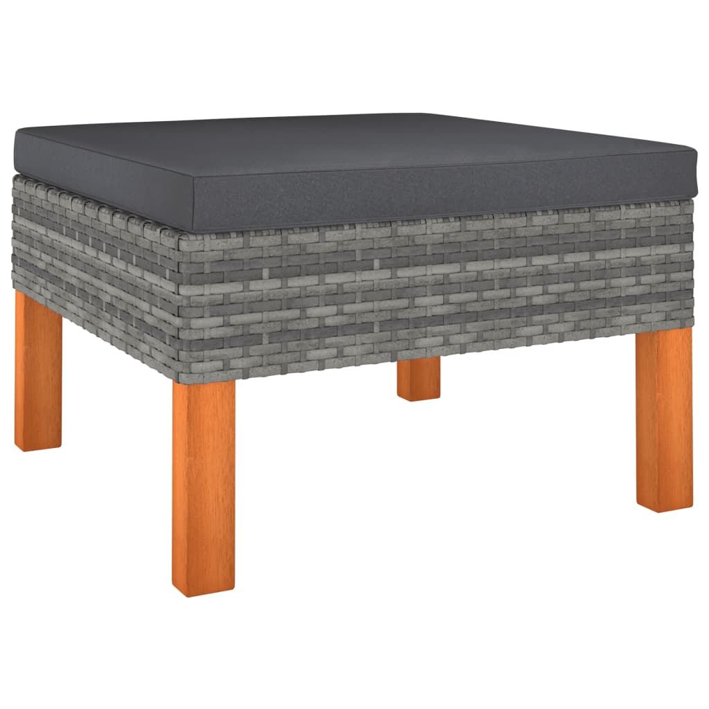 Salon de jardin 5 pcs avec coussins Résine tressée Gris