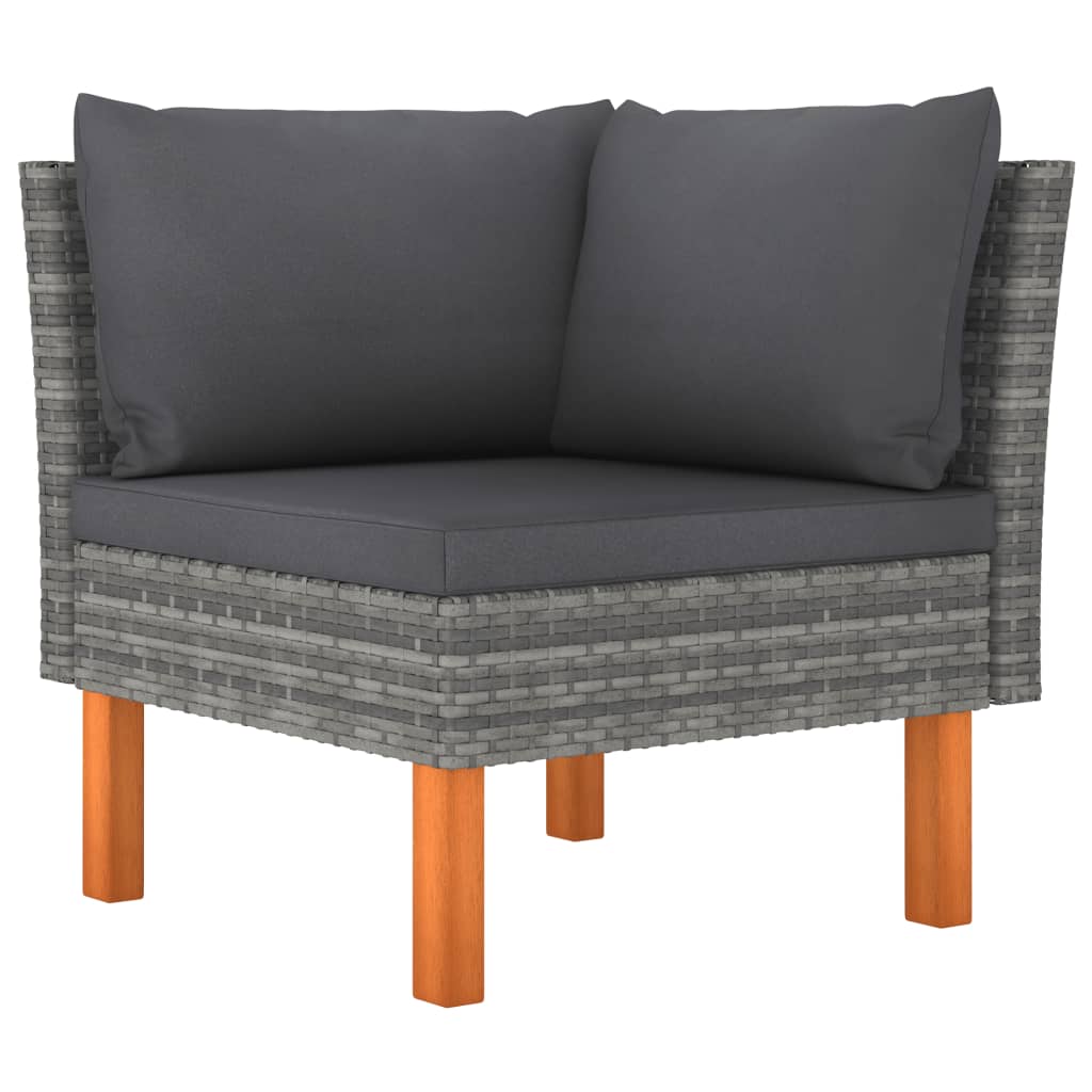 Salon de jardin 6 pcs avec coussins Résine tressée Gris