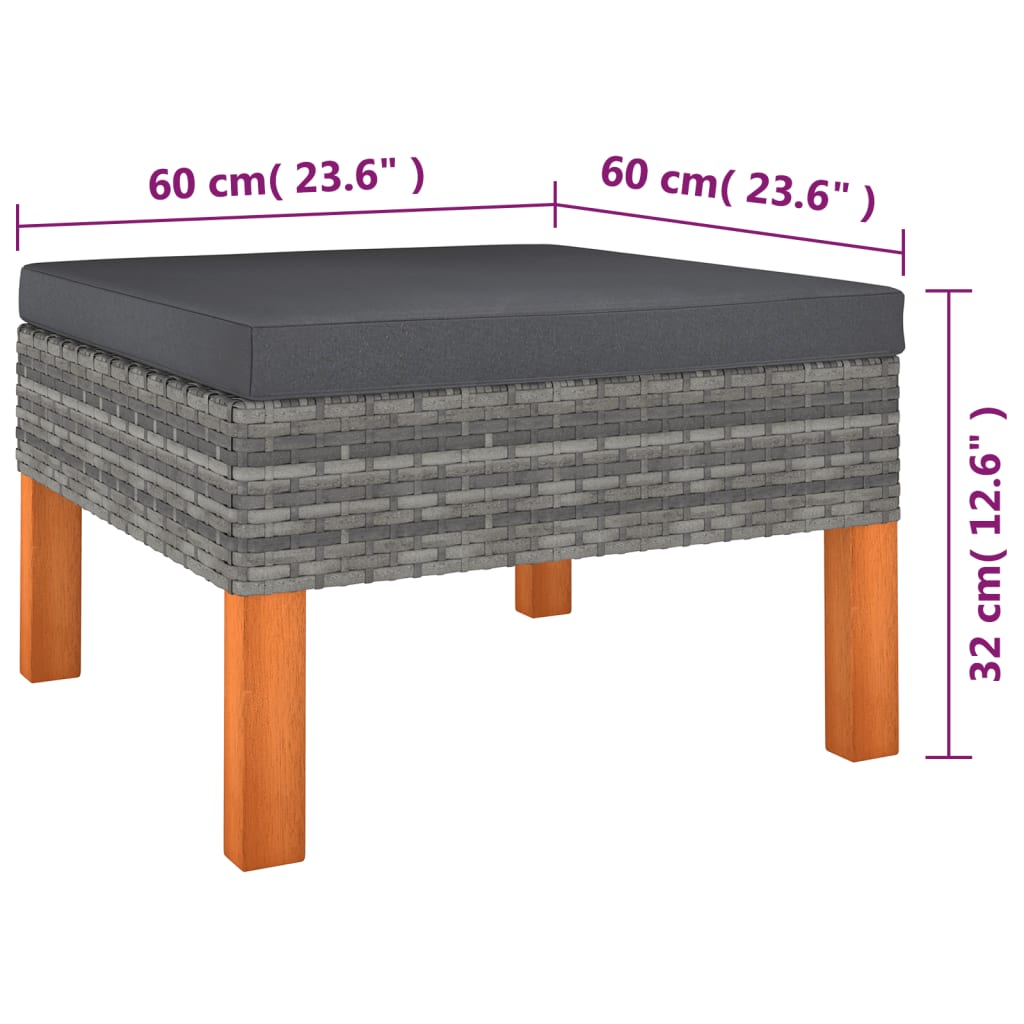 Salon de jardin 6 pcs avec coussins Résine tressée Gris
