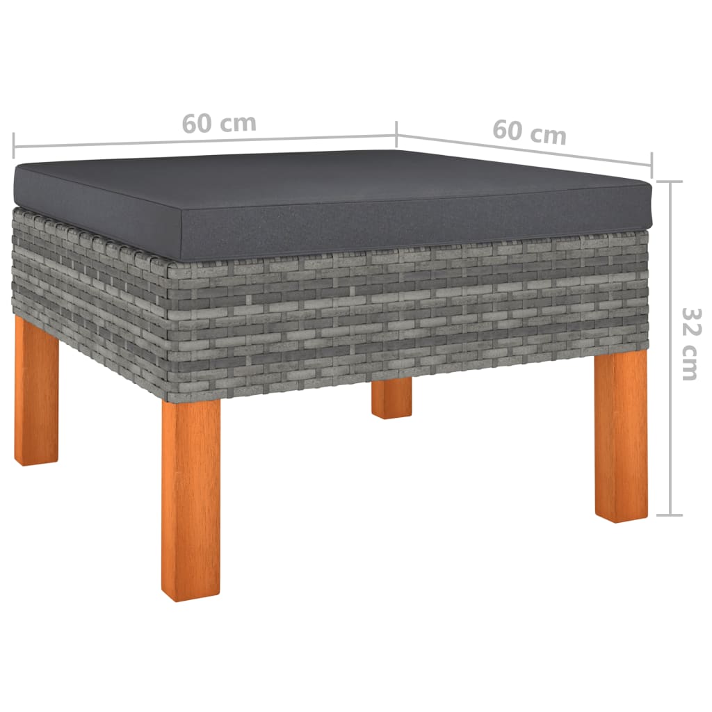 Salon de jardin 8 pcs avec coussins Résine tressée Gris