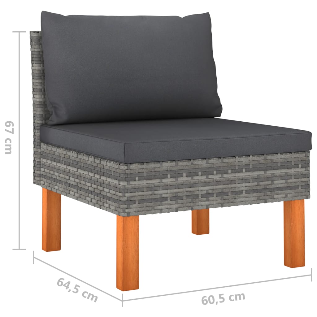 Salon de jardin 12 pcs avec coussins Résine tressée Gris