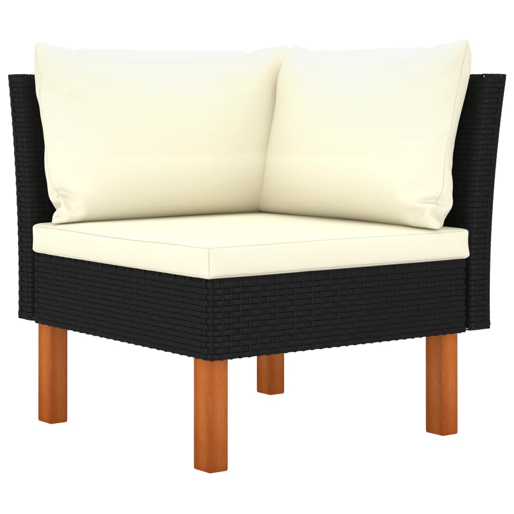 Salon de jardin 6 pcs avec coussins Résine tressée Noir