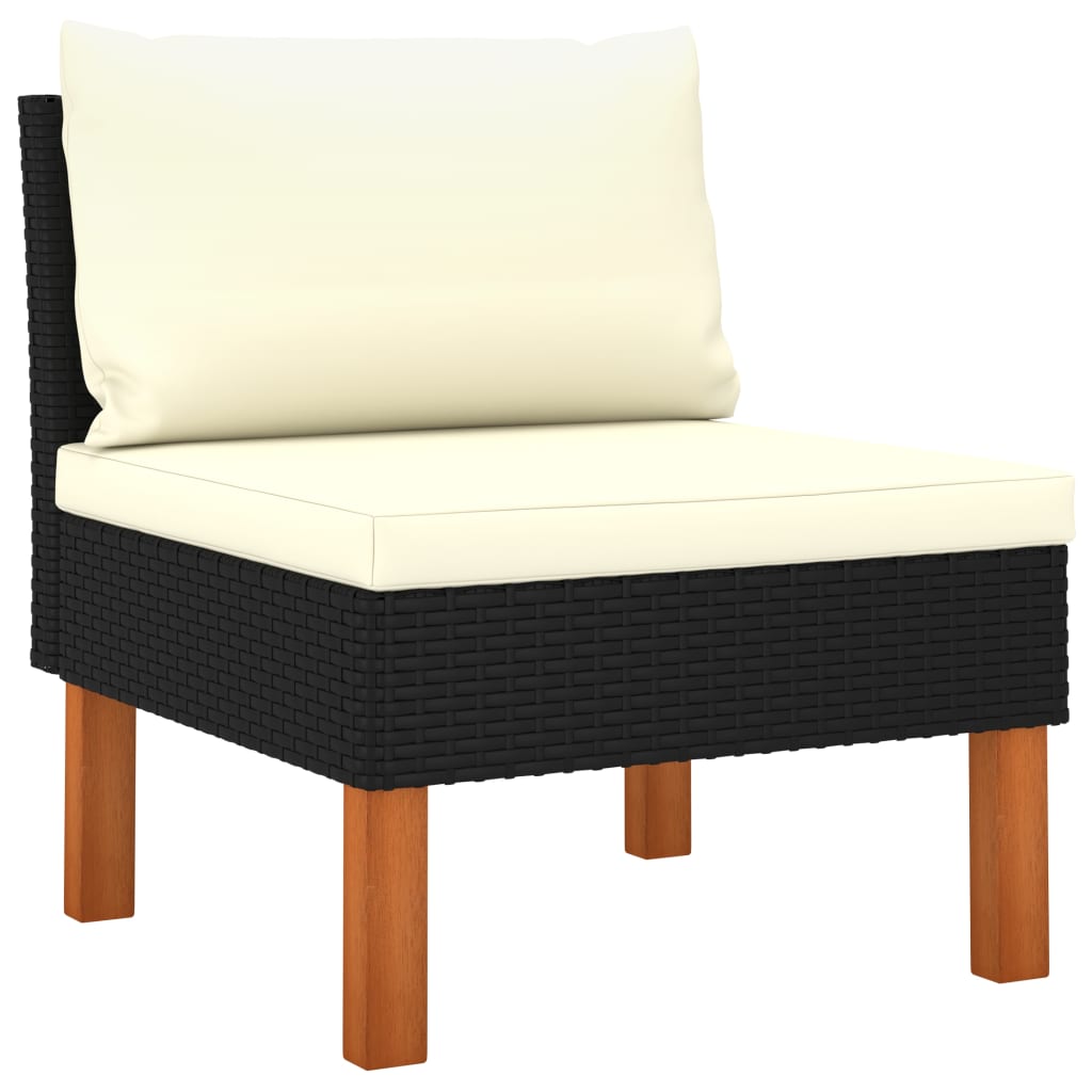 Salon de jardin 6 pcs avec coussins Résine tressée Noir