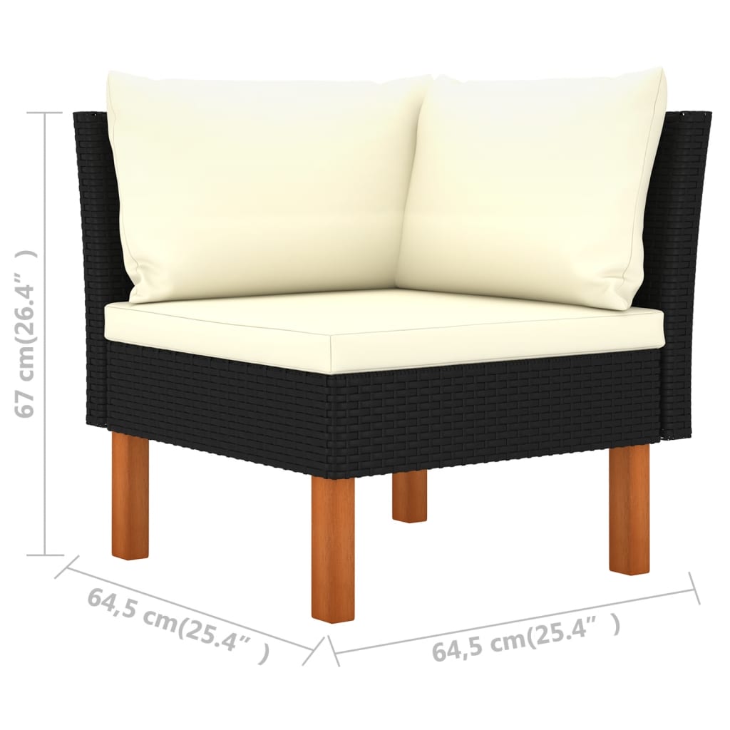 Salon de jardin 8 pcs avec coussins Résine tressée Noir